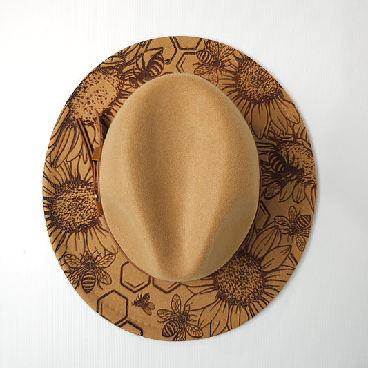Engraved Felt Hat - Sunflower